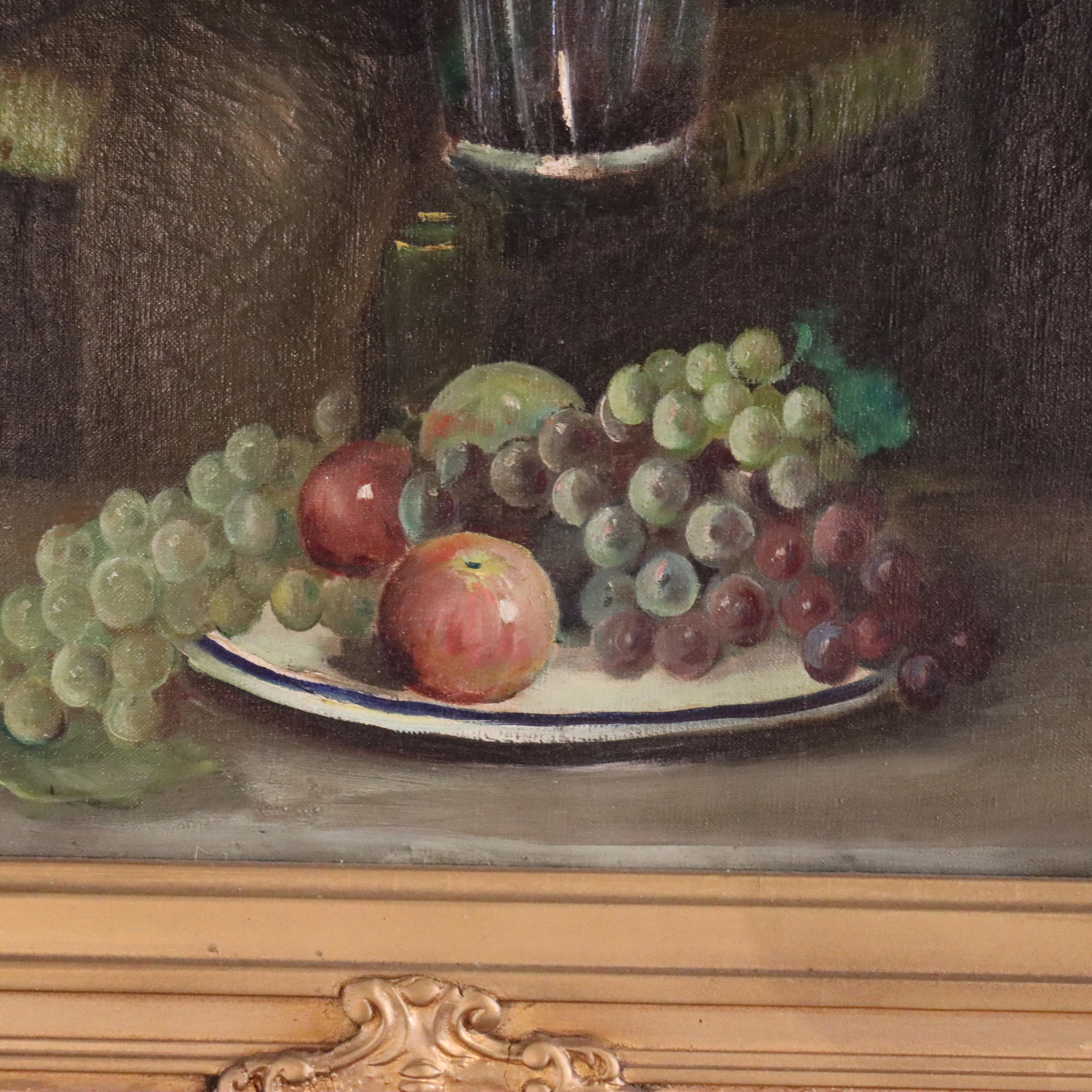Antikes Öl auf Leinwand Genrebild eines Jungen, der Wein serviert M. Rossi C1890 im Angebot 2