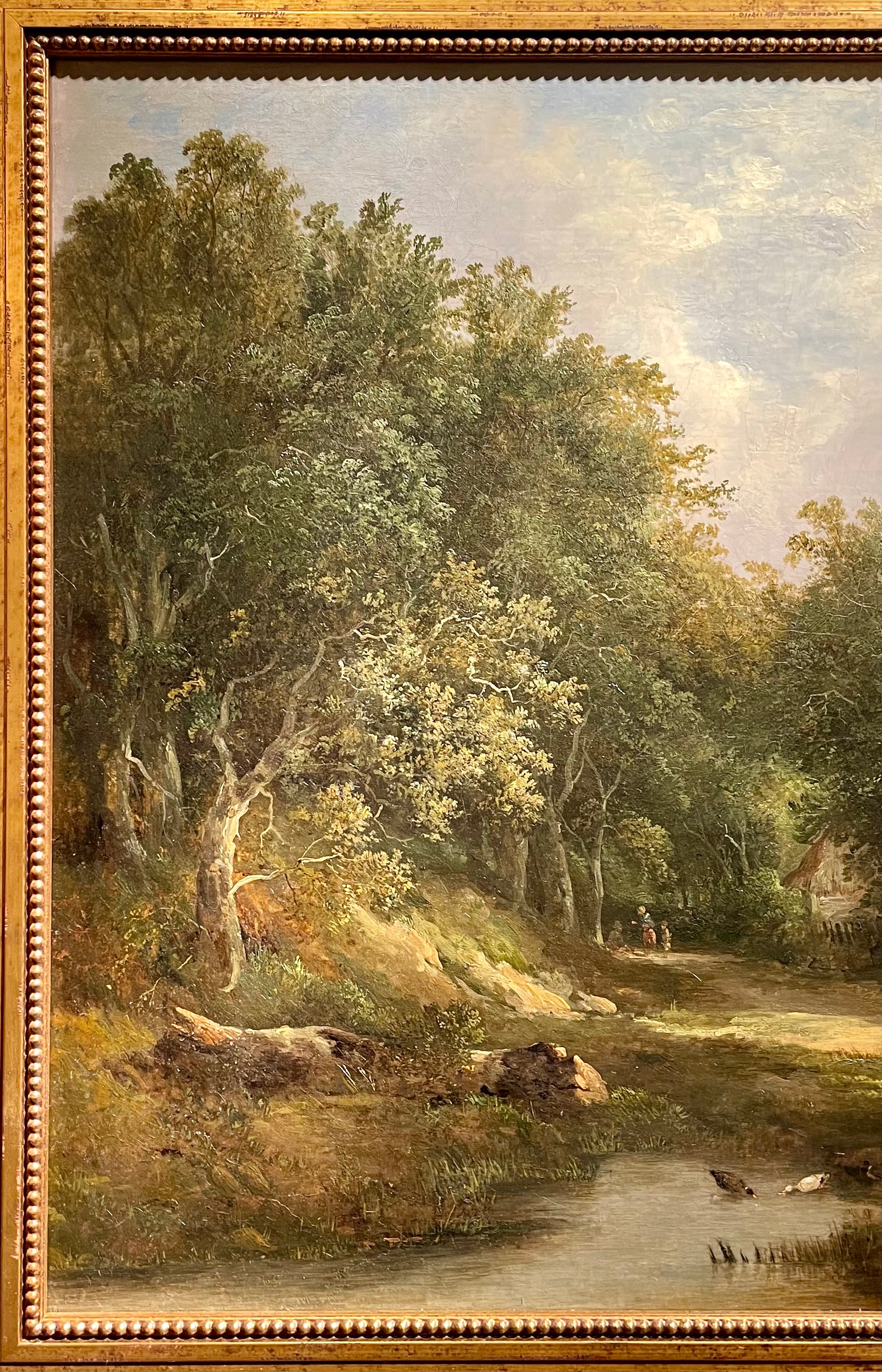 English Antique Oil on Canvas Landscape Painting by British Artist 