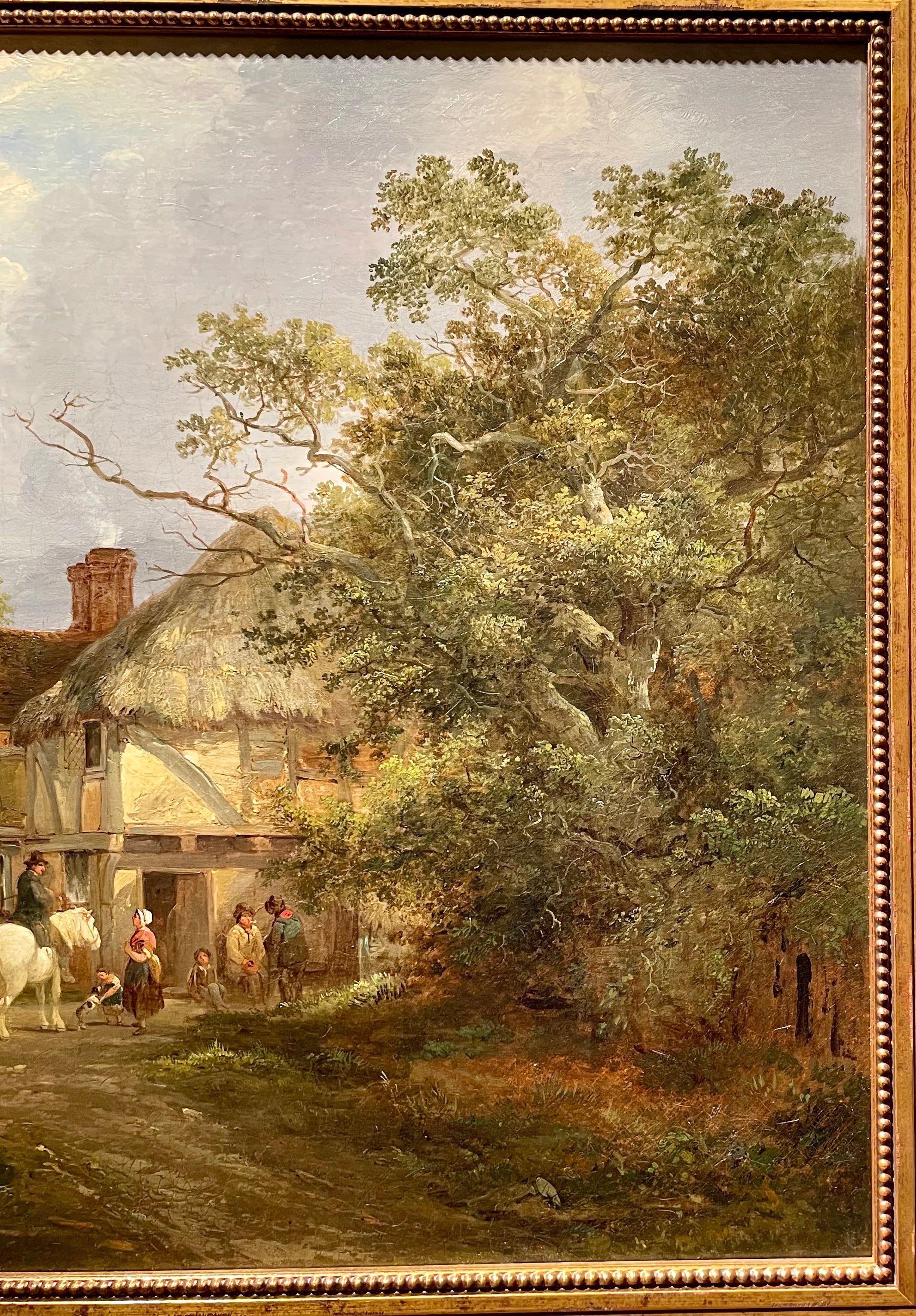 XIX secolo Antico dipinto di paesaggio a olio su tela dell'artista britannico 