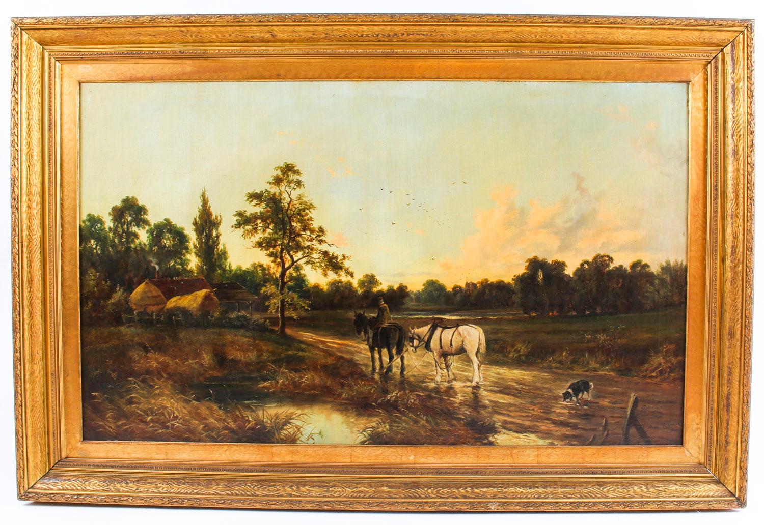 Antique Oil on Canvas Landscape Painting by G. Mallet, 19th Century 7