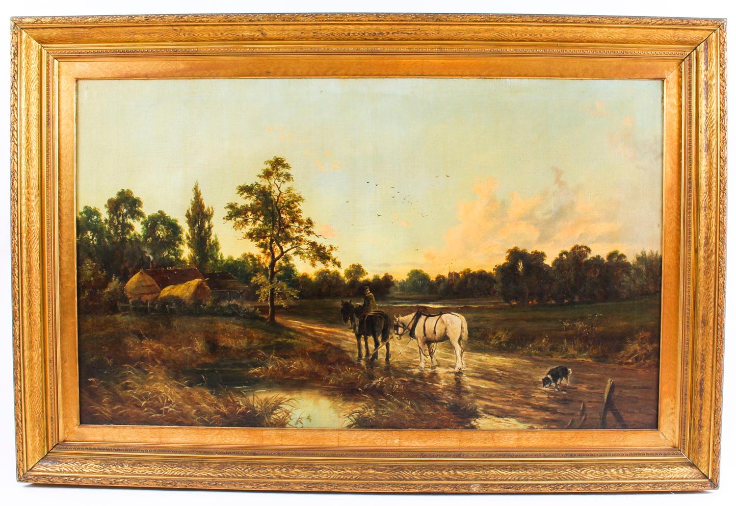 Antique Oil on Canvas Landscape Painting by G. Mallet, 19th Century 5