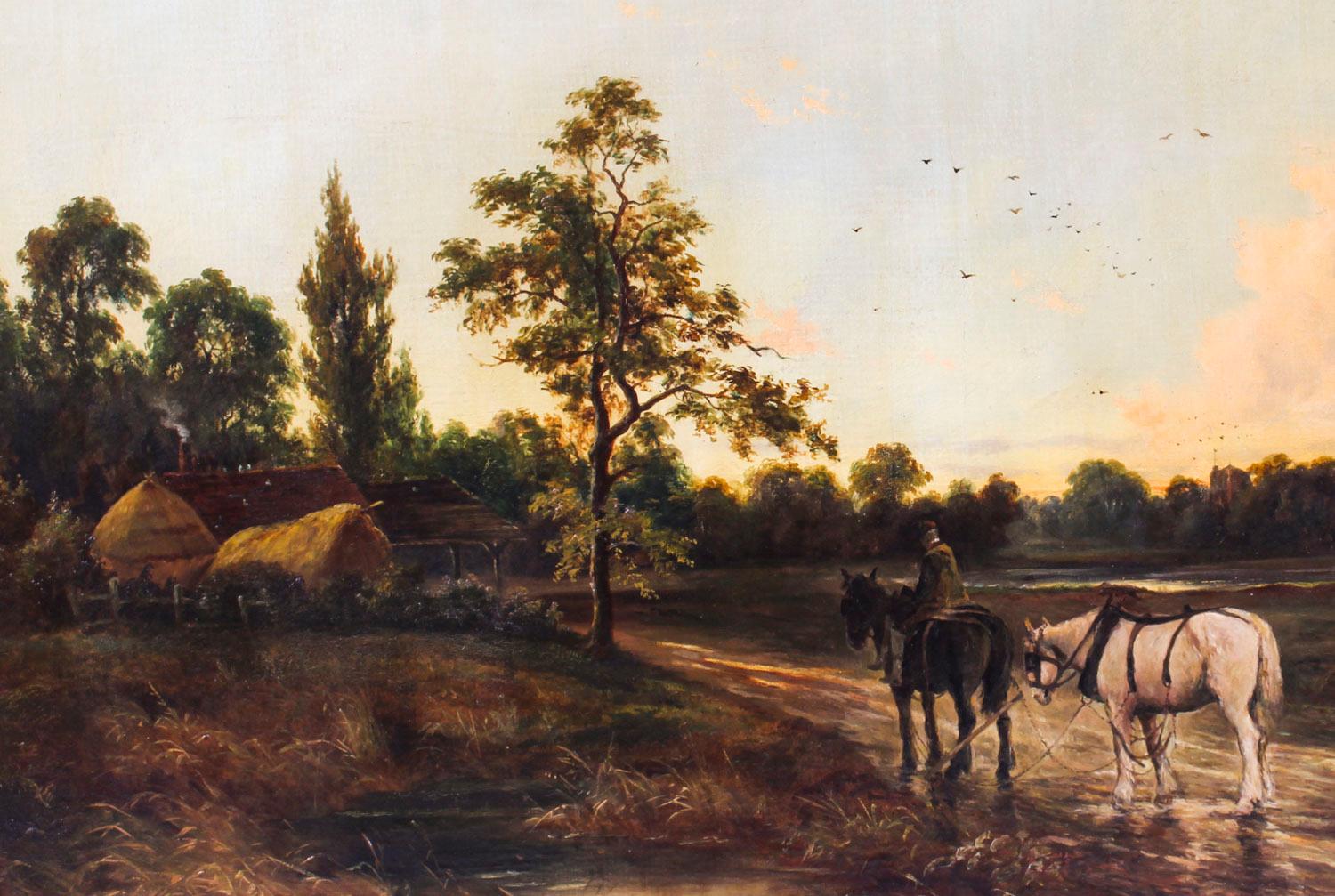 Antique Oil on Canvas Landscape Painting by G. Mallet, 19th Century In Good Condition In London, GB
