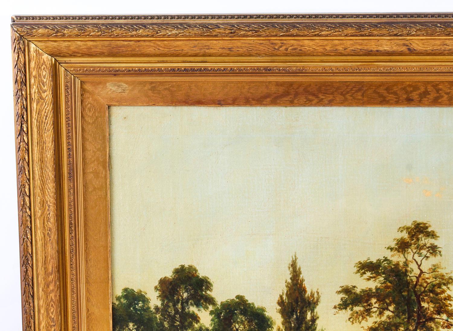Antique Oil on Canvas Landscape Painting by G. Mallet, 19th Century In Good Condition In London, GB