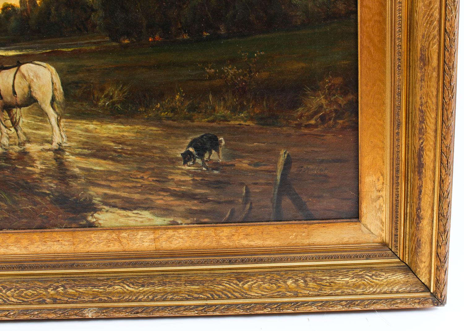 Antique Oil on Canvas Landscape Painting by G. Mallet, 19th Century 3