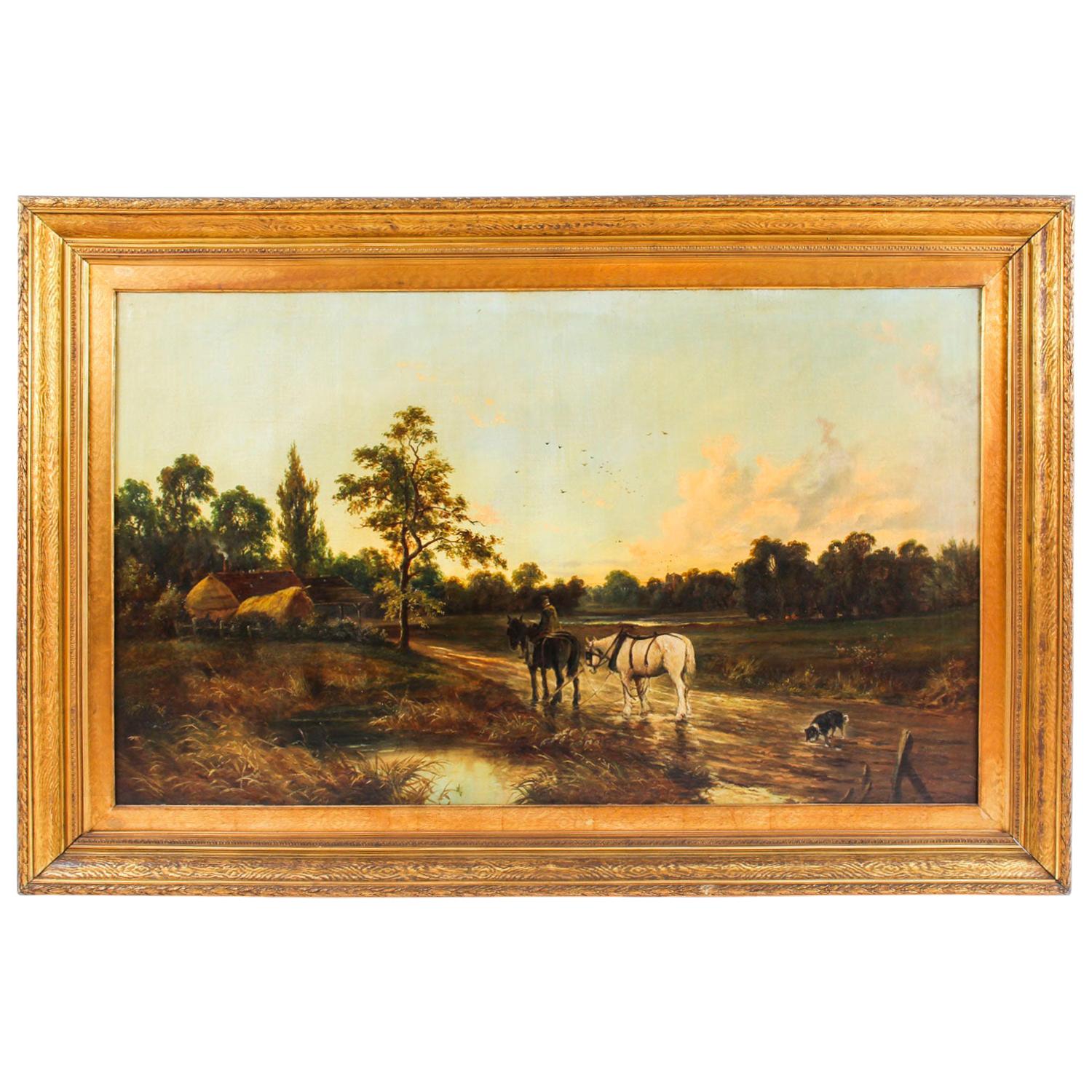 Antique Oil on Canvas Landscape Painting by G. Mallet, 19th Century