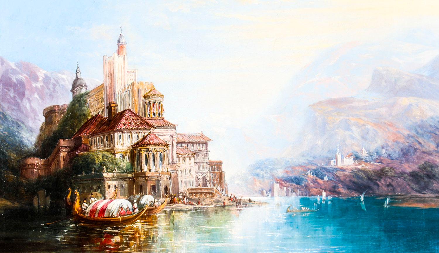 Antico dipinto di paesaggio olio su tela seguace di Alfred Pollentine In condizioni buone in vendita a London, GB