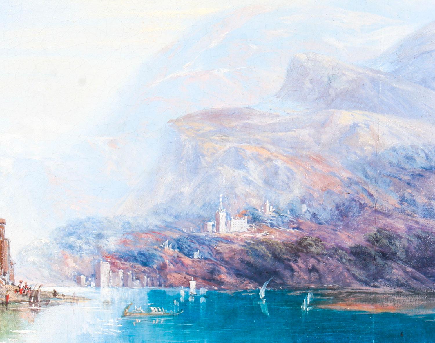 Antico dipinto di paesaggio olio su tela seguace di Alfred Pollentine in vendita 1