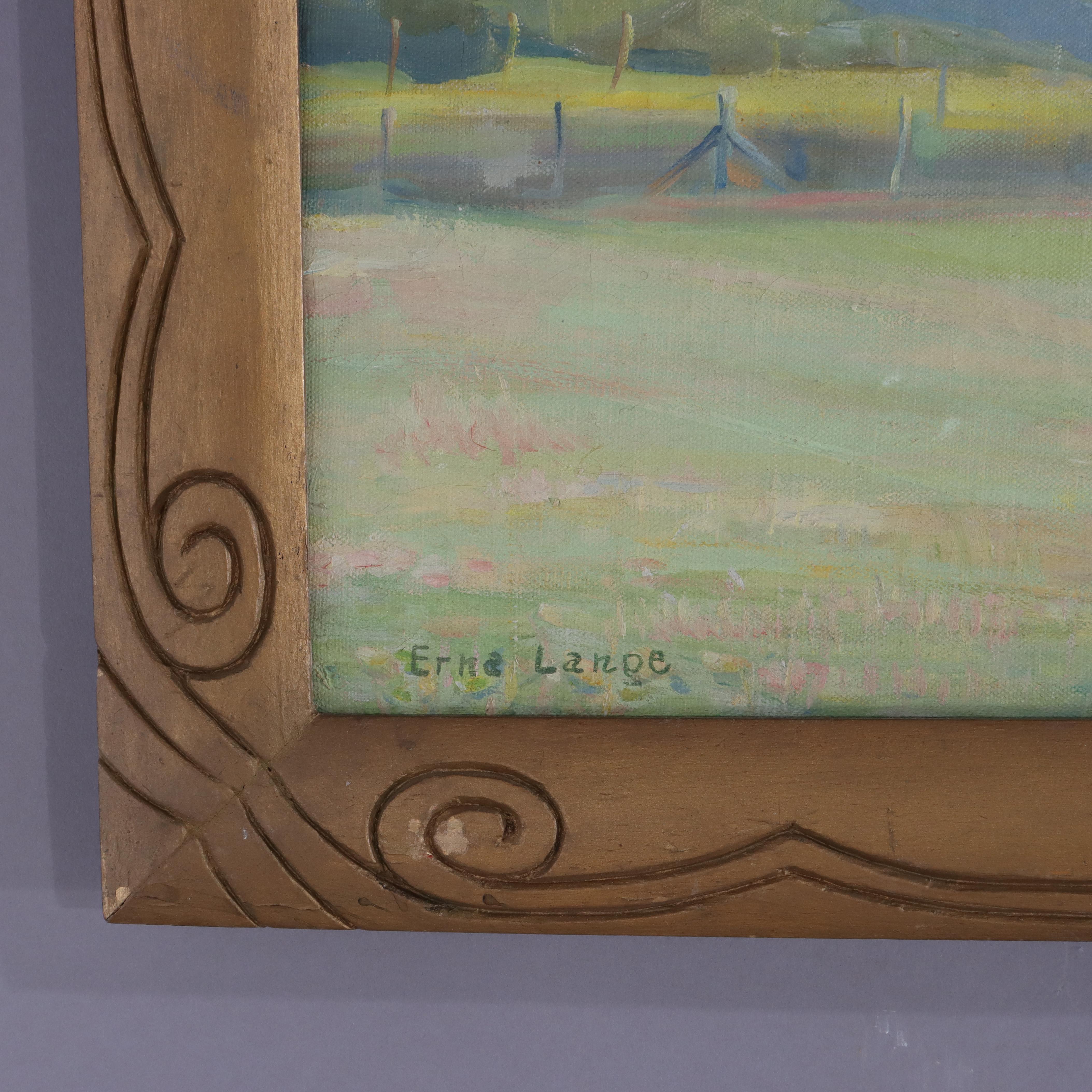 Antike Öl auf Leinwand Landschaft 