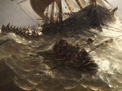 Antique Oil on Canvas Marine Painting from Normandy France, 1883