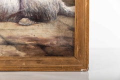 Antikes Ölgemälde auf Leinwand eines Terrierhundes in vergoldetem Rahmen Wandkunst, um 1900