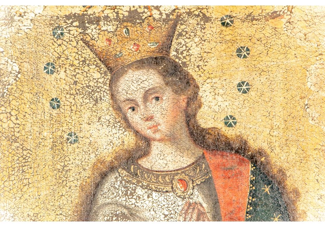 Antique Oil on Canvas of the Virgin Mary 2