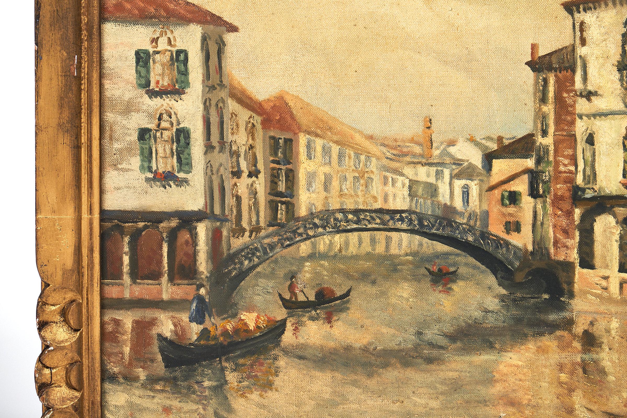Toile Ancienne huile sur toile ancienne de Venise en vente