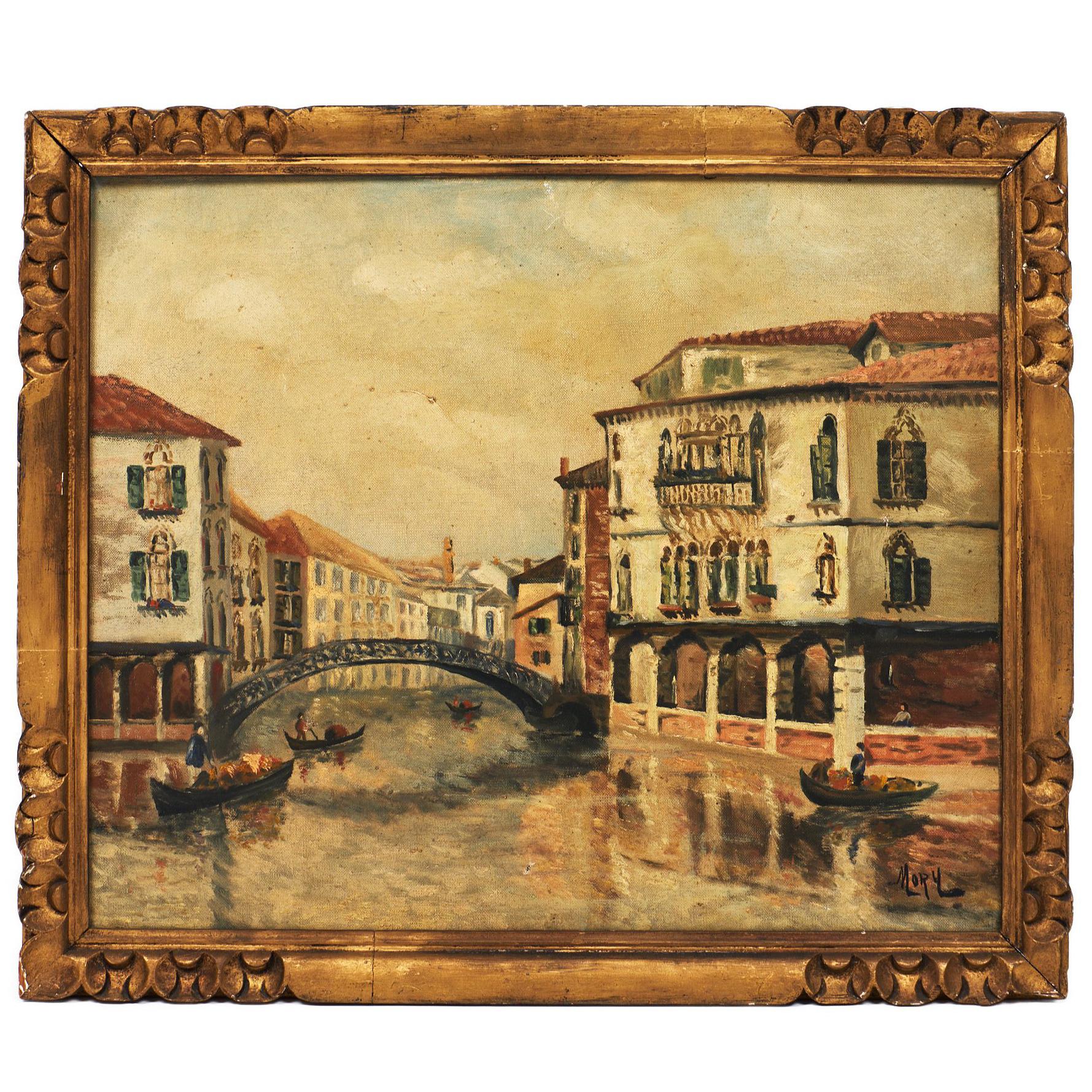 Ancienne huile sur toile ancienne de Venise
