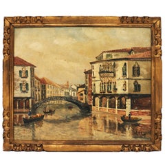 Antique Oil on Canvas of Venice