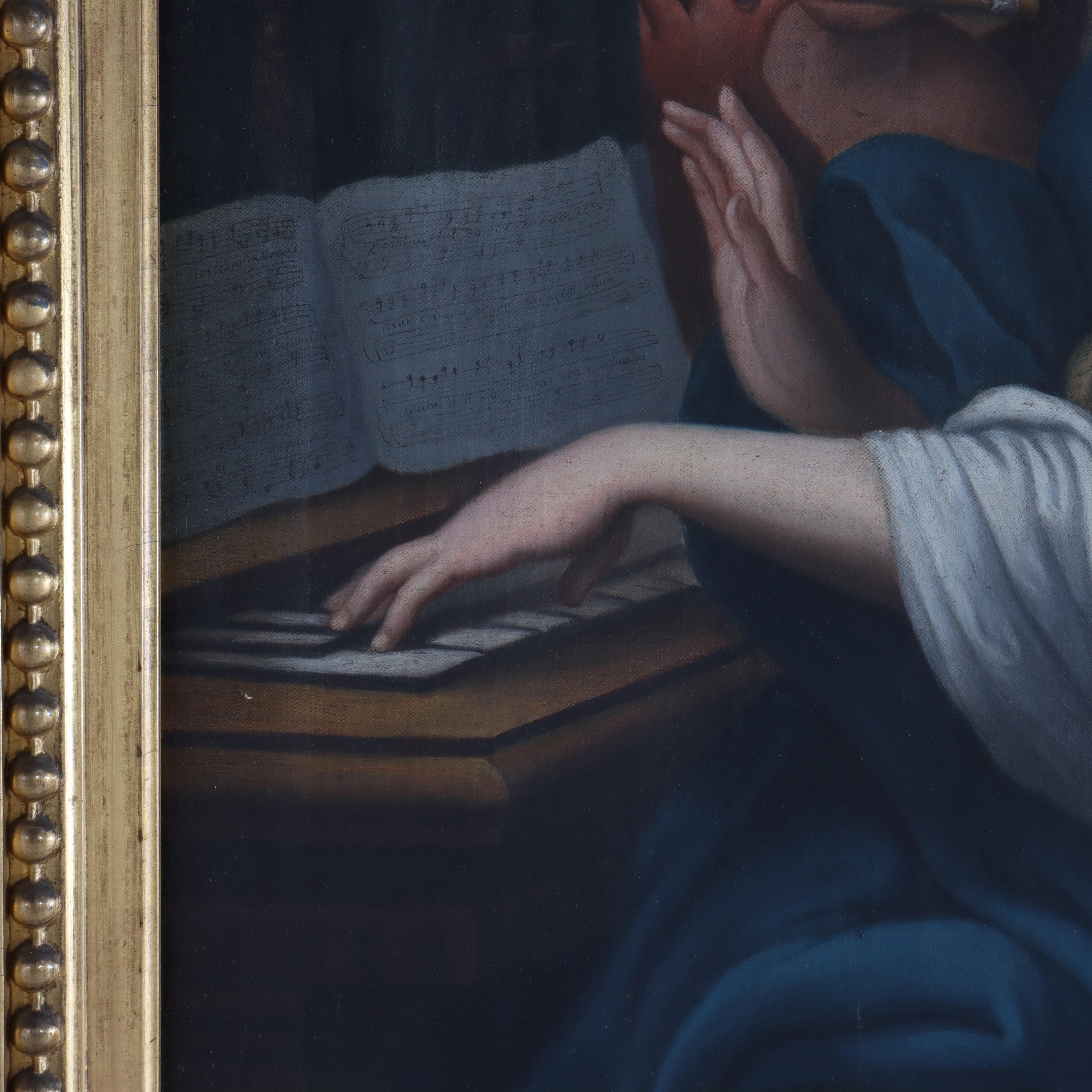 20ième siècle Huile sur toile ancienne Copie du tableau de Conca 