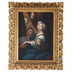 Antique Oil On Canvas Old Master Copy Of Conca’s Painting “St. Cecilia" c1880