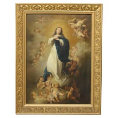 Antique Oil on Canvas Old Master Copy of the Ascension 19th C