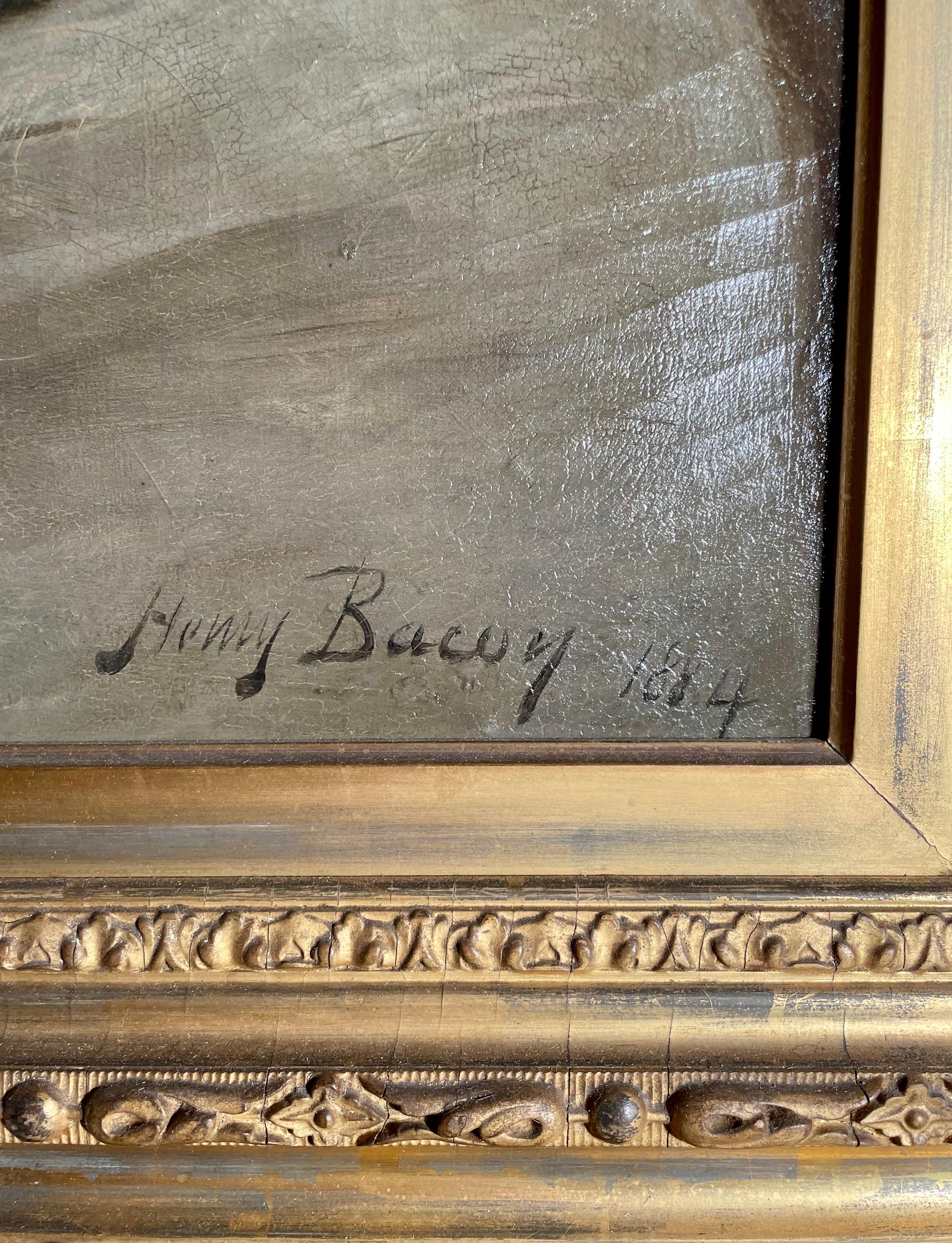 Ancienne huile sur toile peinte par l'artiste américain Henry Bacon en vente 1