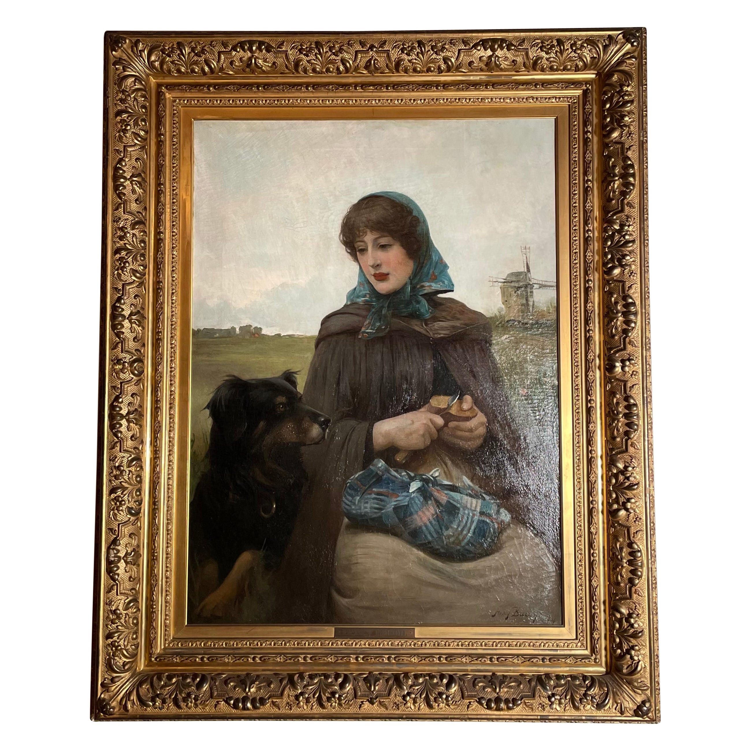 Ancienne huile sur toile peinte par l'artiste américain Henry Bacon
