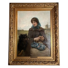Antikes Ölgemälde auf Leinwand, Gemälde des amerikanischen Künstlers Henry Bacon