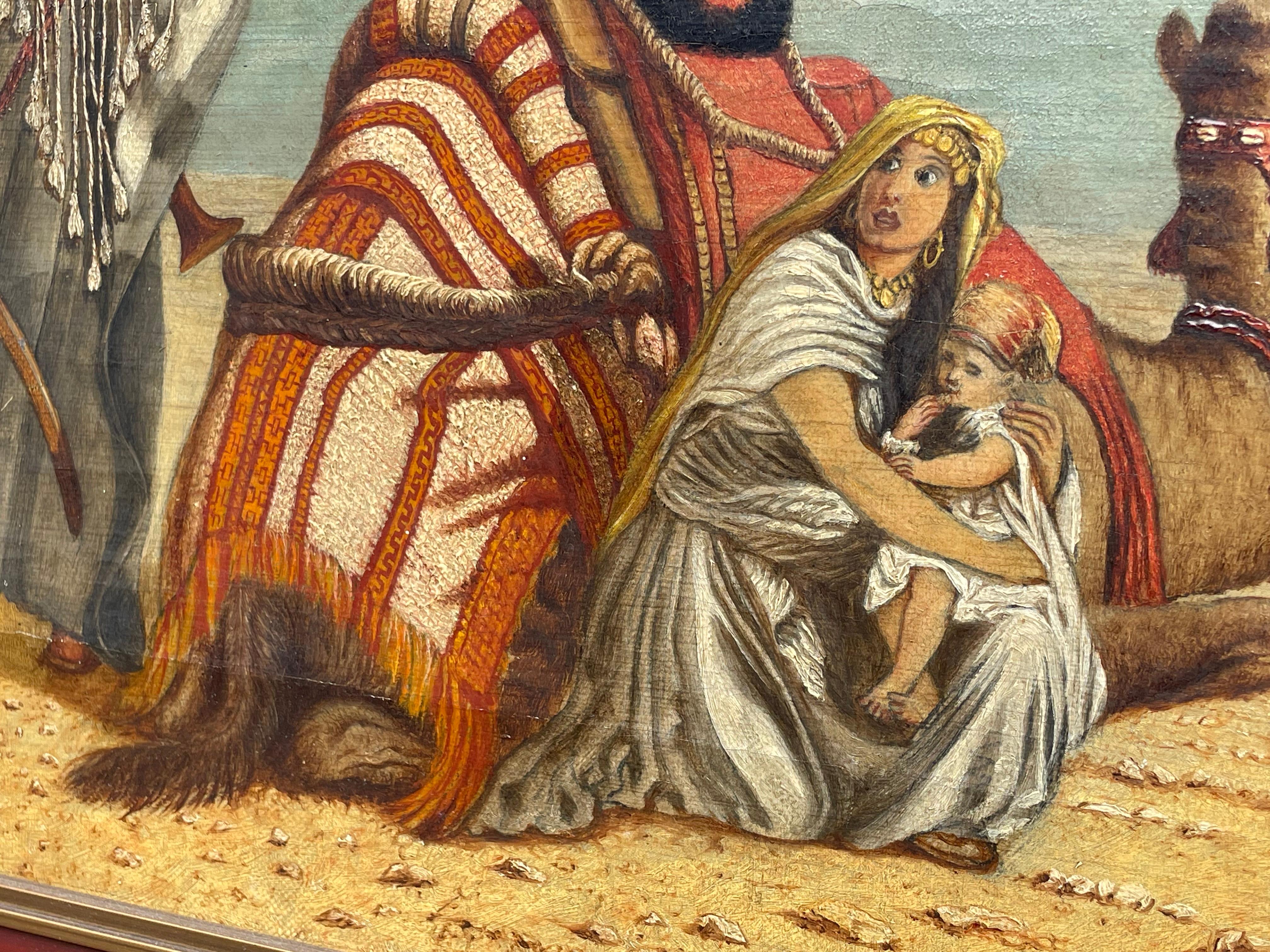 Antikes Gemälde, Öl auf Leinwand, arabisch, männlich, und Kamel, Wüstenschutzlöffel (Unbekannt) im Angebot