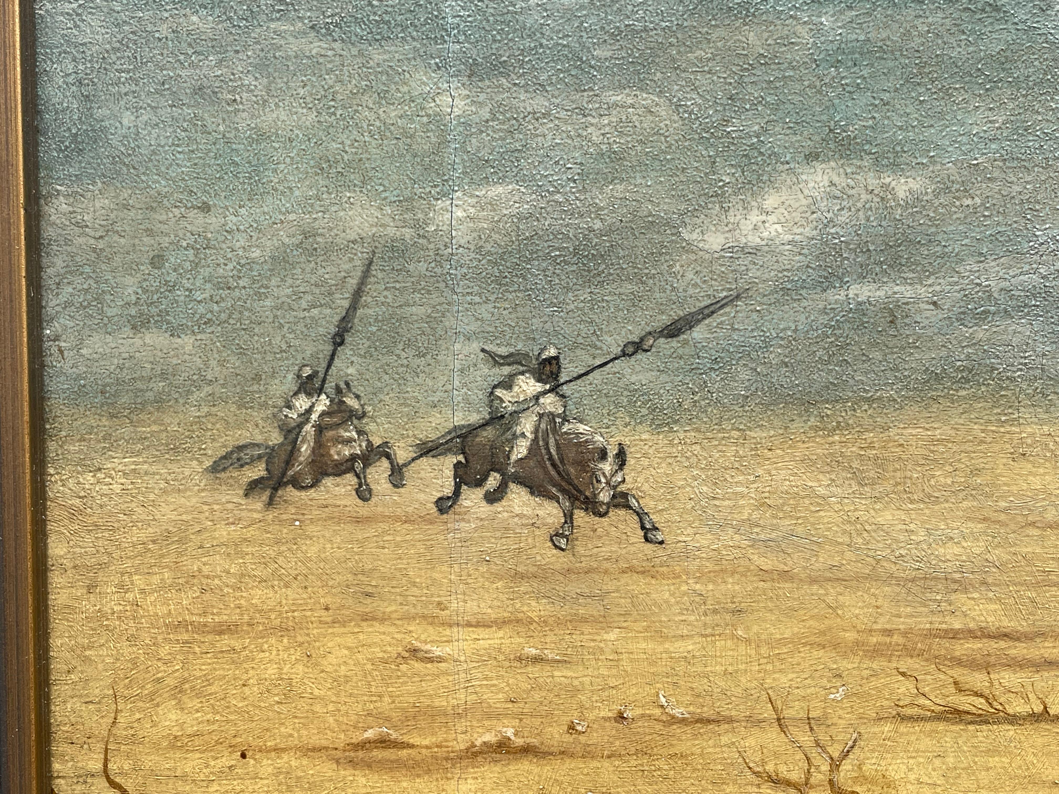 Antikes Gemälde, Öl auf Leinwand, arabisch, männlich, und Kamel, Wüstenschutzlöffel im Angebot 1