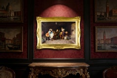 Antikes Gemälde, Öl auf Leinwand, Gemälde von Francesco Bergamini, 19. Jahrhundert