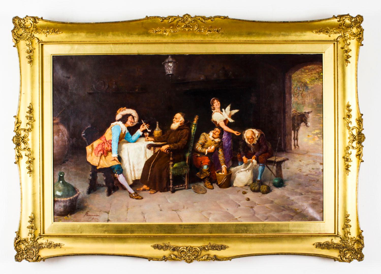 Antique Oil on Canvas Painting by Francesco Bergamini Dated 1894, 19th C For Sale 7