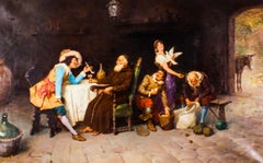 Antique Oil on Canvas Painting by Francesco Bergamini 19th Century