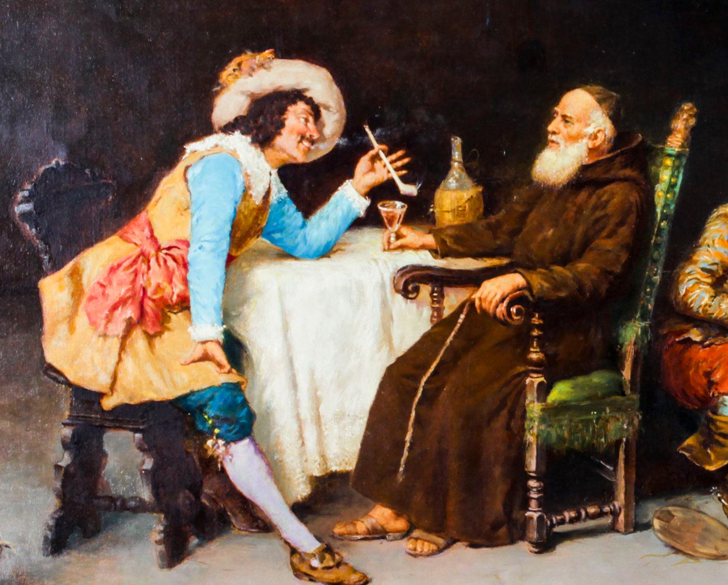 Fin du XIXe siècle Peinture ancienne à l'huile sur toile de Francesco Bergamini datée de 1894, 19ème siècle en vente