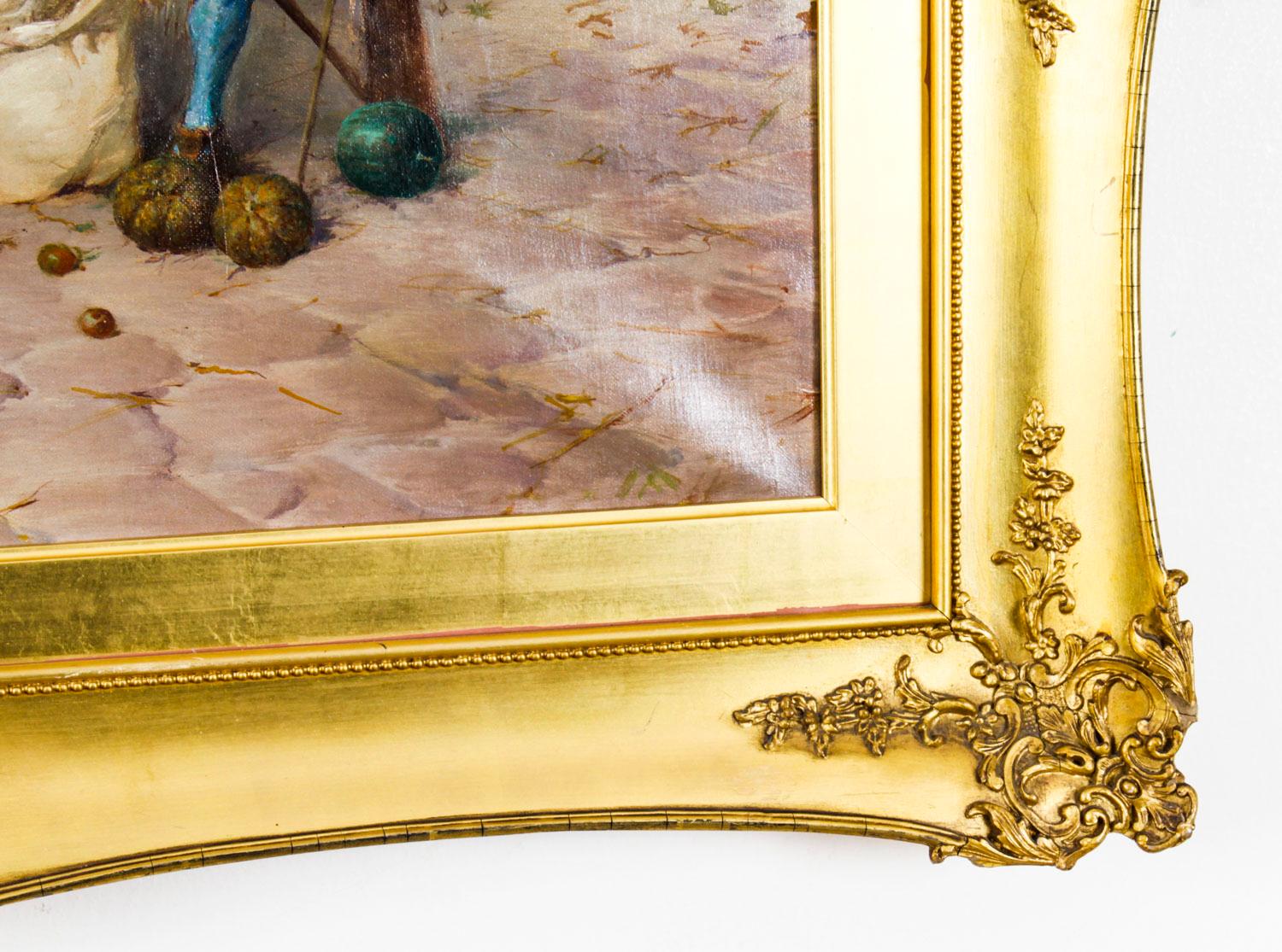 Antique Oil on Canvas Painting by Francesco Bergamini 19th Century For Sale 1