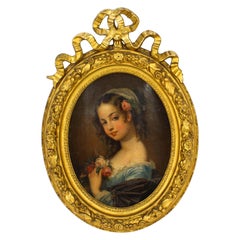 Antique Oil on Canvas Painting in the Manner of Beaune, 19th Century