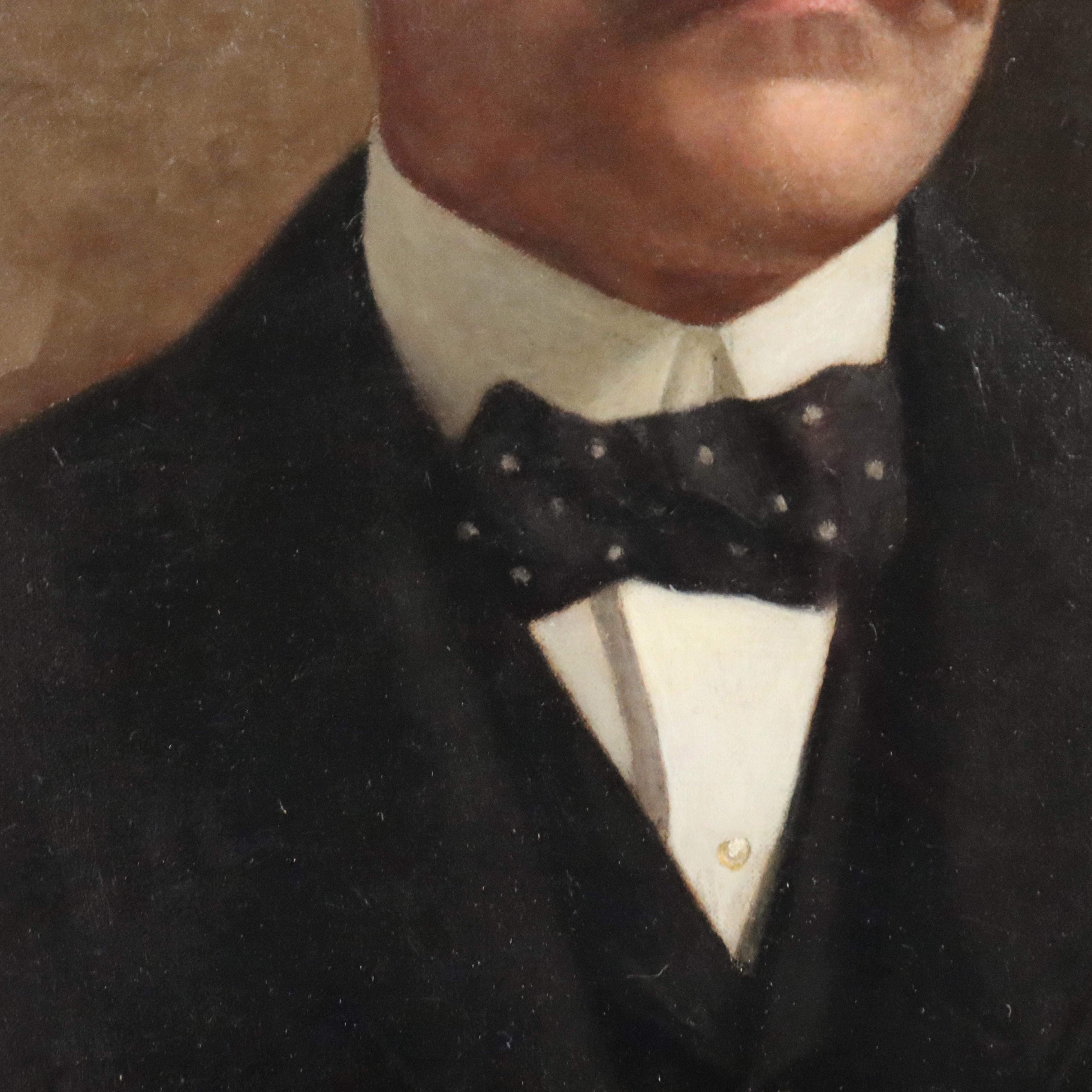 Peinture ancienne à l'huile sur toile d'un gentleman distingué par Dalbey C1906 Bon état - En vente à Big Flats, NY