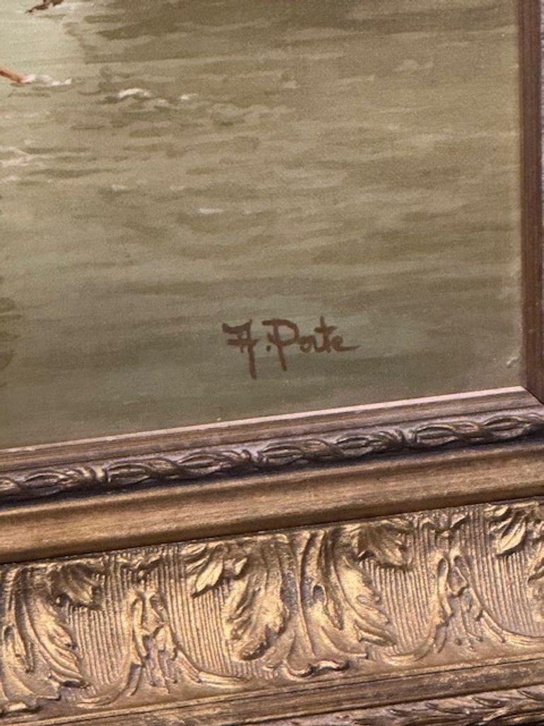 Antique Oil on Canvas Painting of a Venetian Harbor For Sale 2