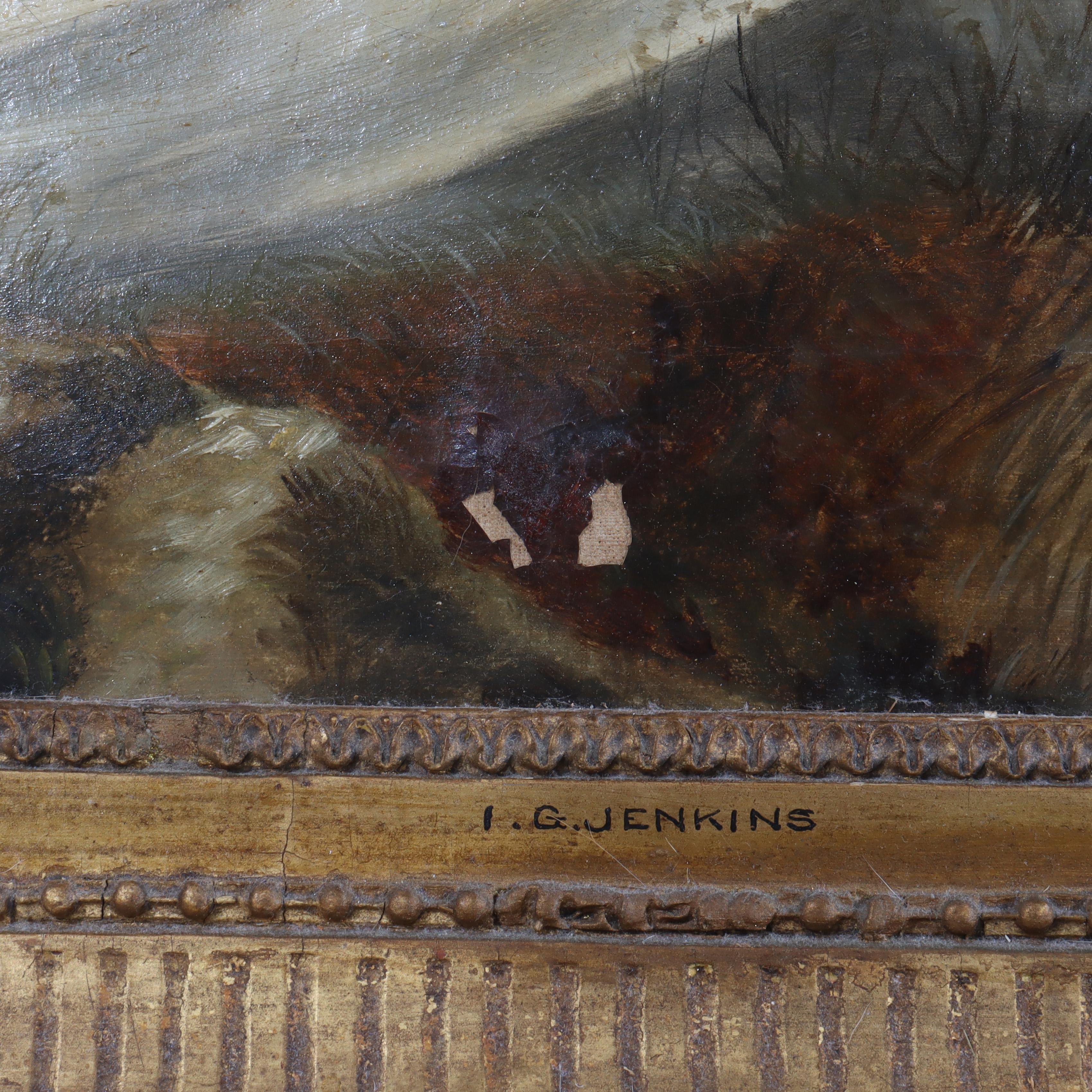 Antike Öl auf Leinwand Gemälde einer Winterlandschaft von I. G. Jenkins C1900 im Angebot 6