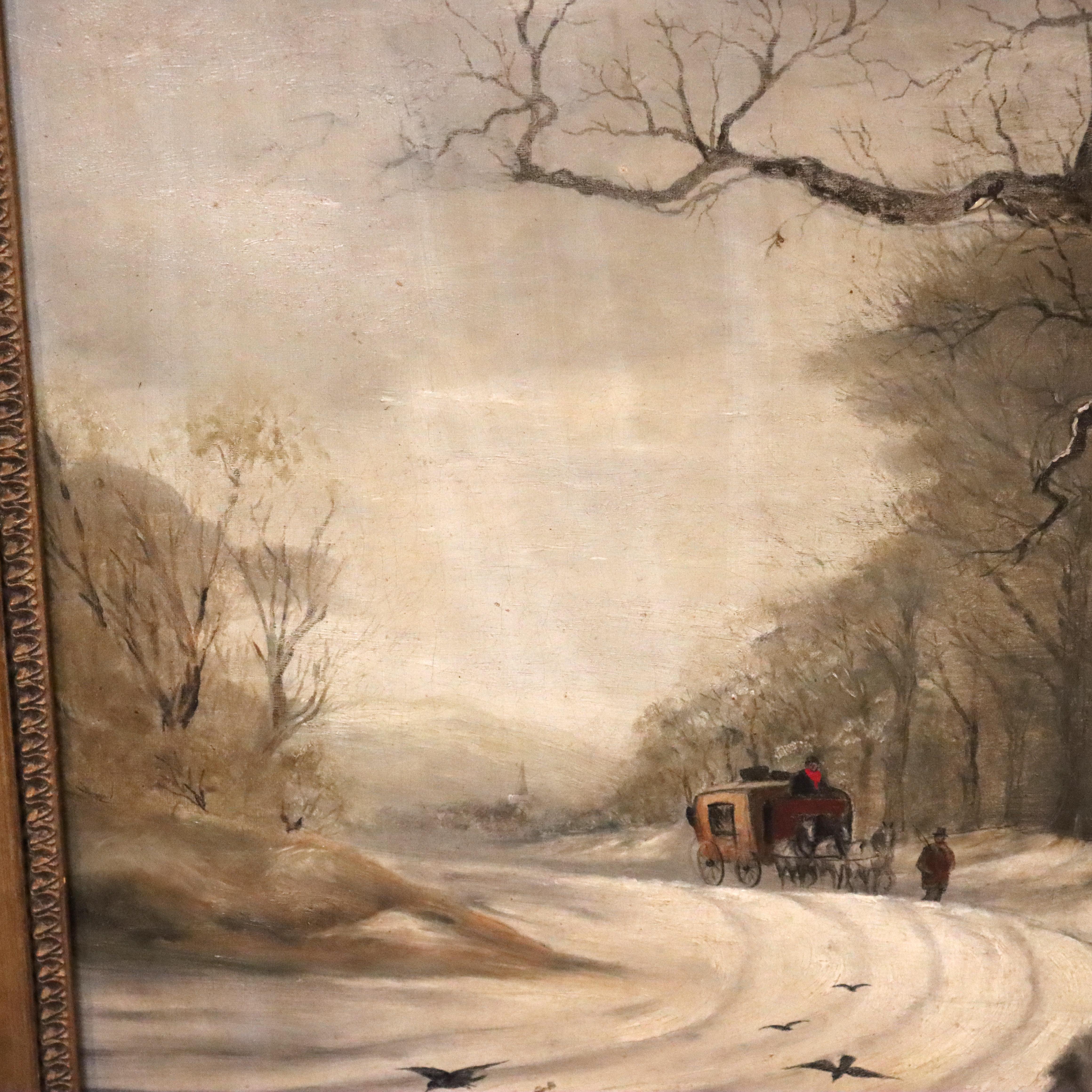 Antike Öl auf Leinwand Gemälde einer Winterlandschaft von I. G. Jenkins C1900 im Angebot 8