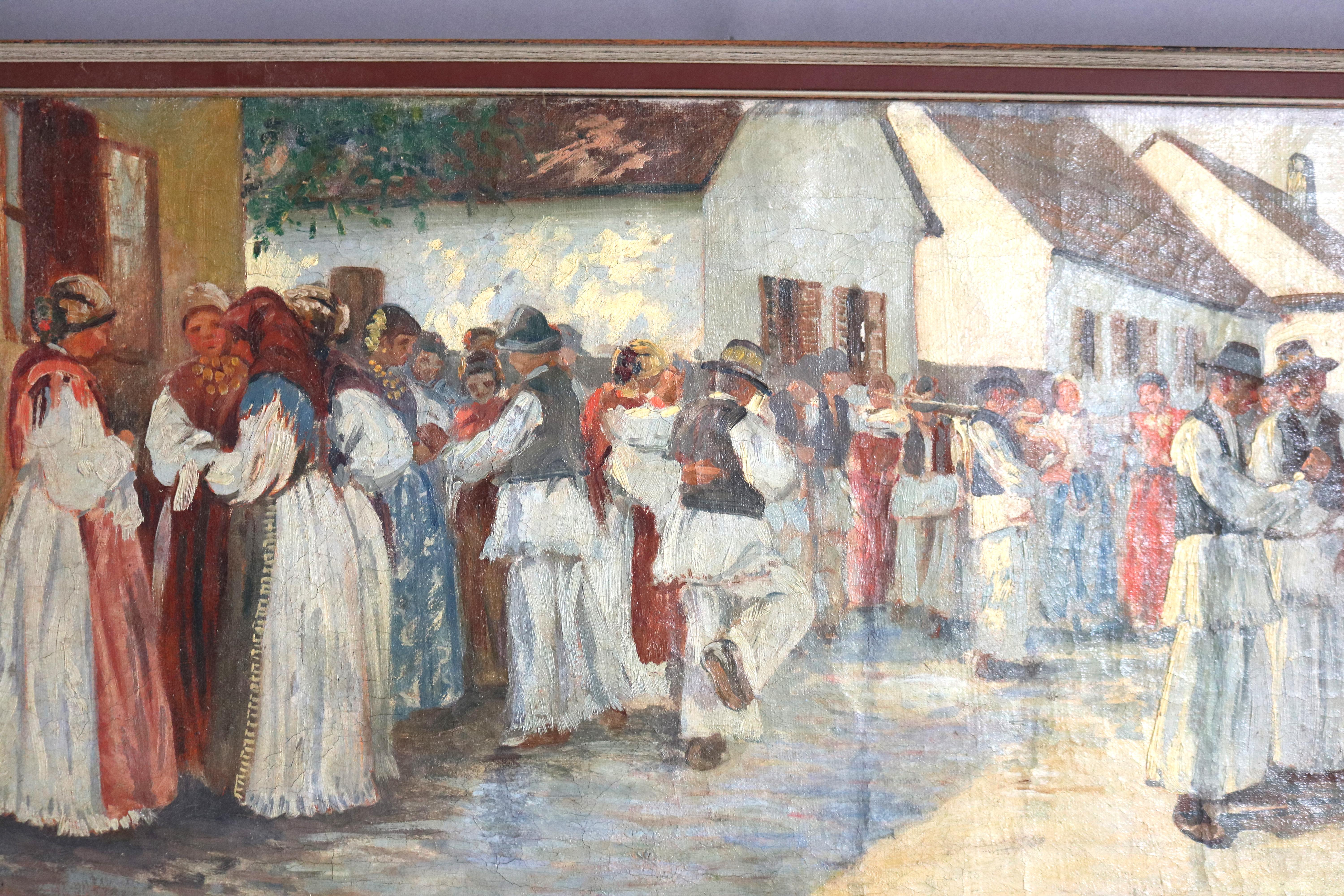 Antique Oil on Canvas Painting of Genre Street Scene, Framed and Signed By Artist C1923

Measures - 16.75