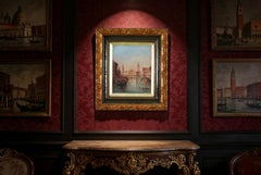 Antico dipinto olio su tela di Venezia di Alfred Pollentine del XIX secolo