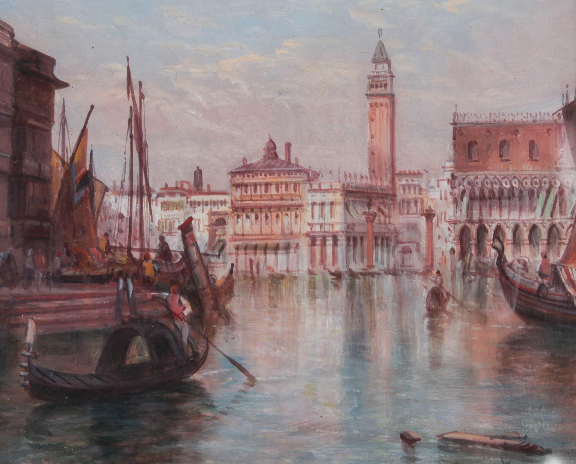 Óleo antiguo sobre lienzo Pintura de Venecia de Alfred Pollentine Siglo XIX en Bueno estado para la venta en London, GB