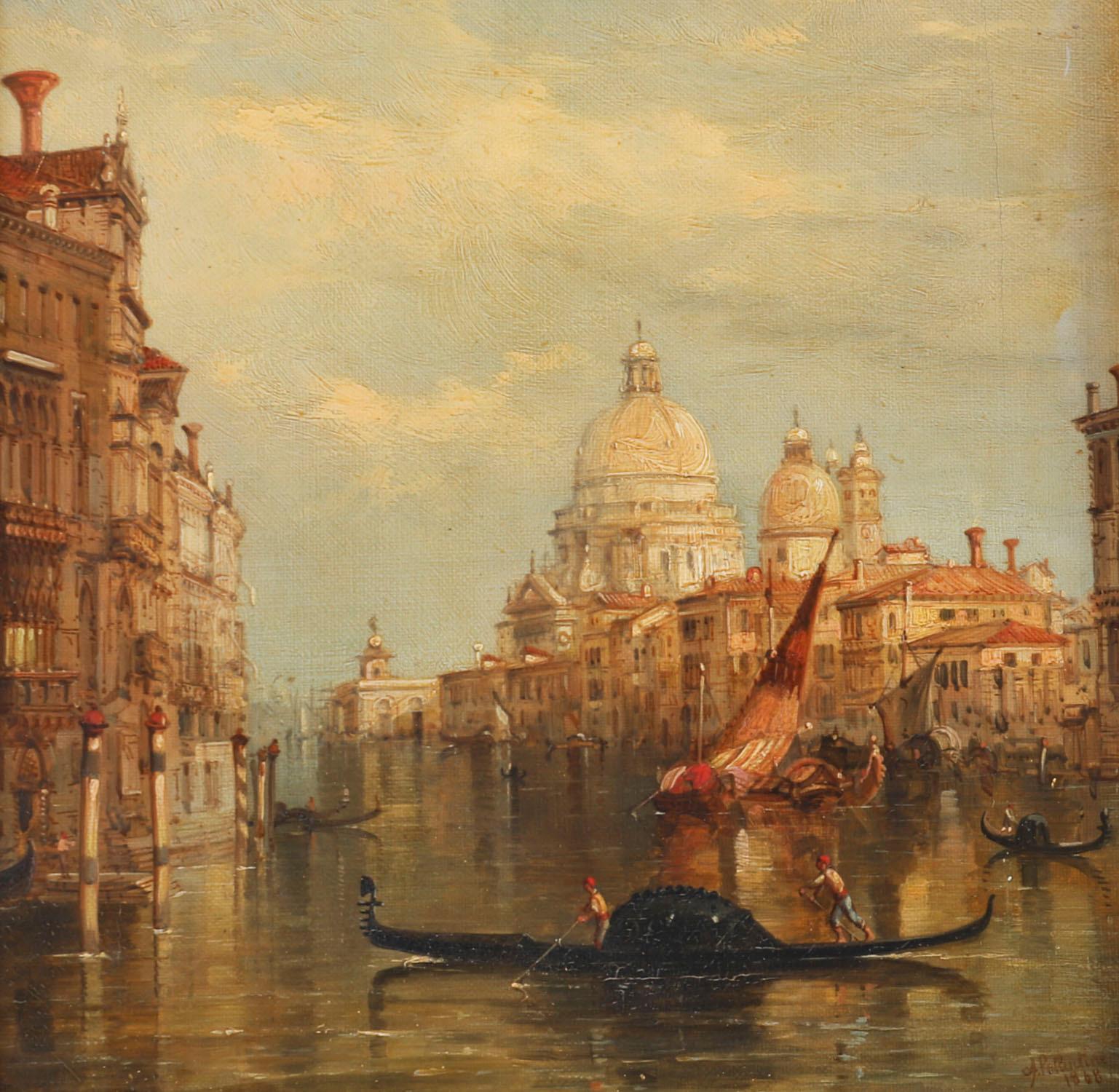 Antique Oil on Canvas Painting of Venice by Alfred Pollentine 19th Century (Englisch) im Angebot