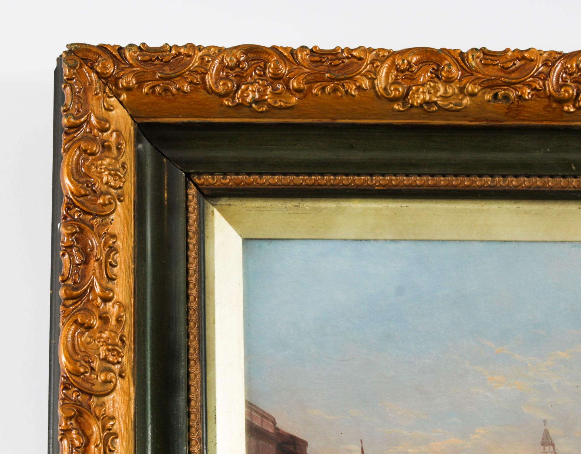 Óleo antiguo sobre lienzo Pintura de Venecia de Alfred Pollentine Siglo XIX en venta 2