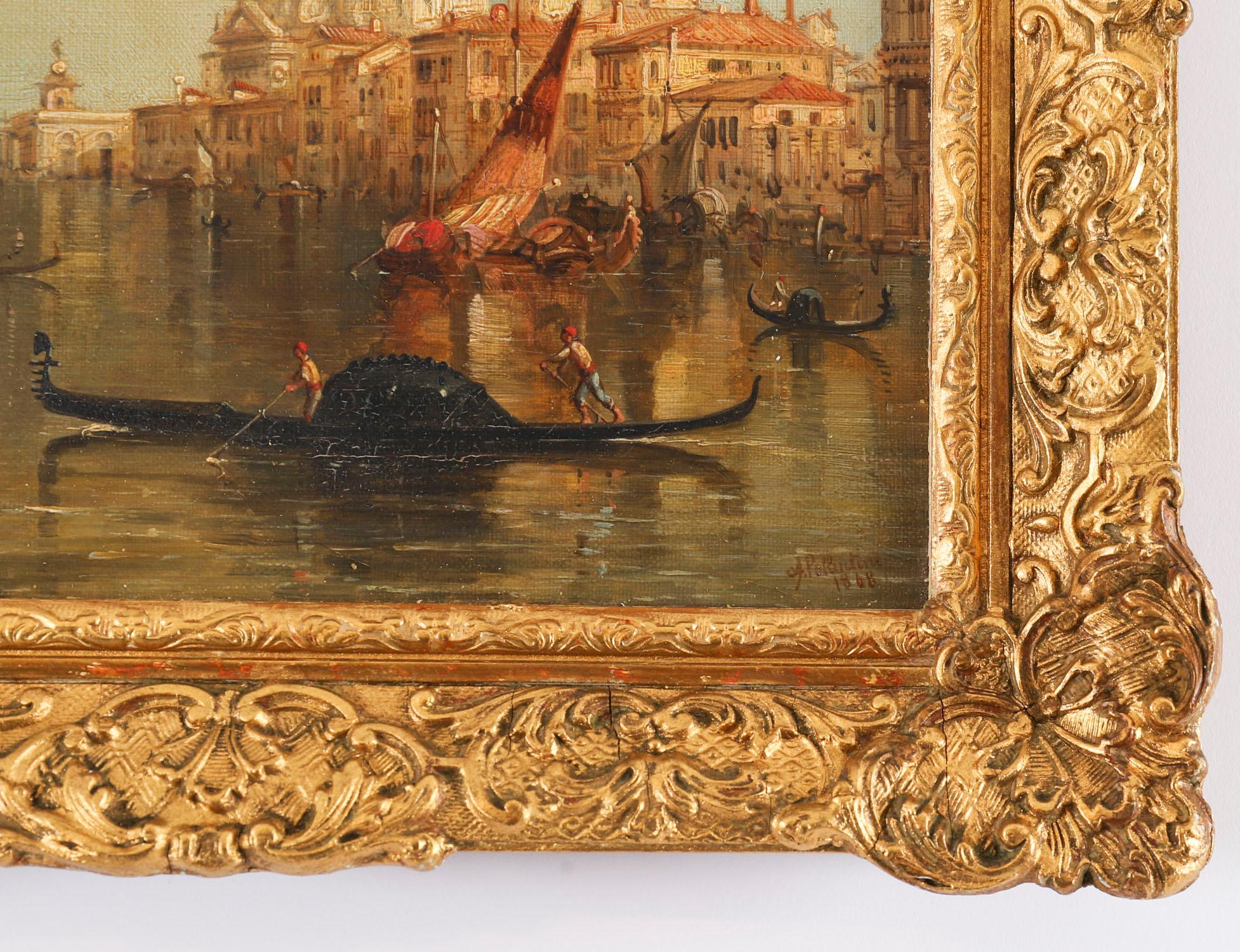Antique Oil on Canvas Painting of Venice by Alfred Pollentine 19th Century im Angebot 3