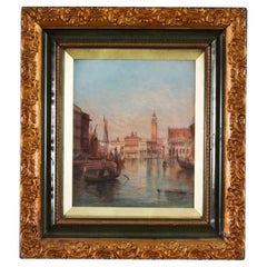 Antico dipinto olio su tela di Venezia di Alfred Pollentine del XIX secolo