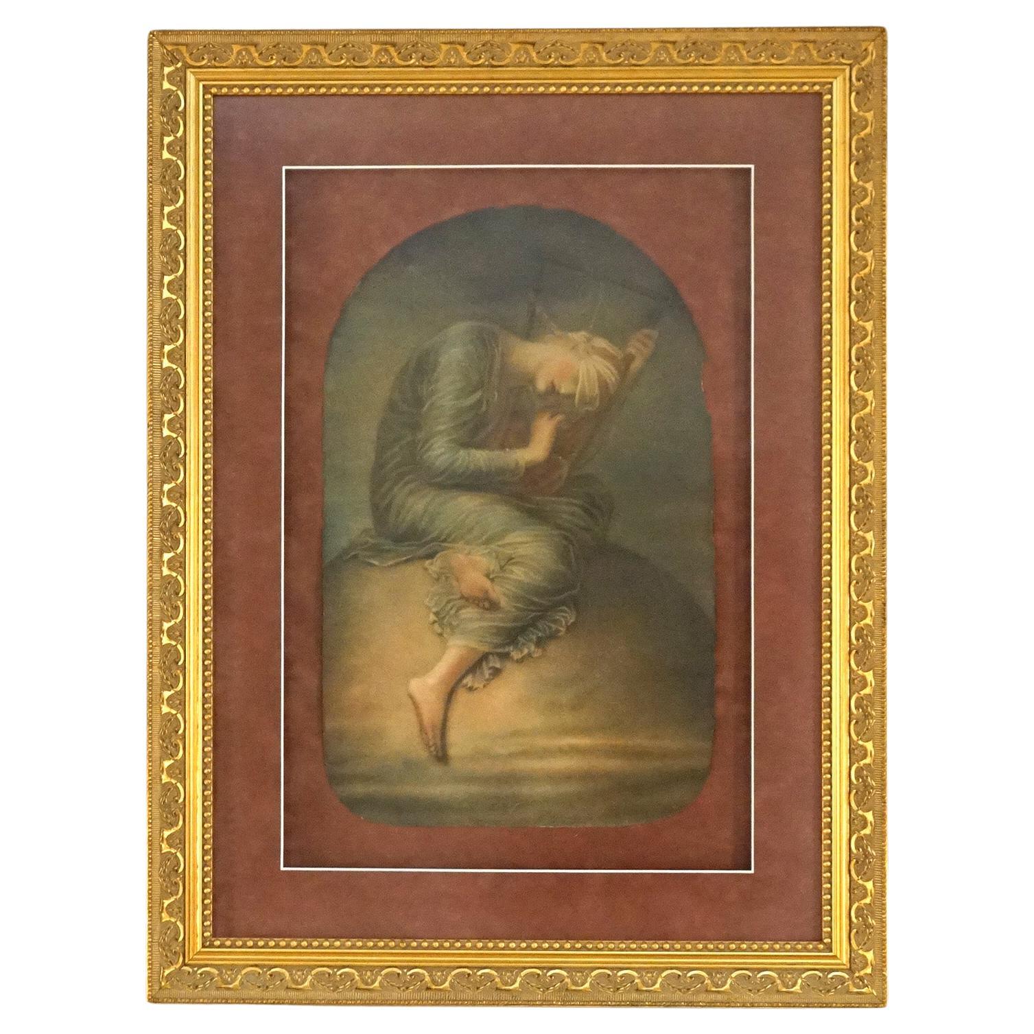 Antique Oil On Canvas Painting Of Woman “Hope” C1920 For Sale at 1stDibs