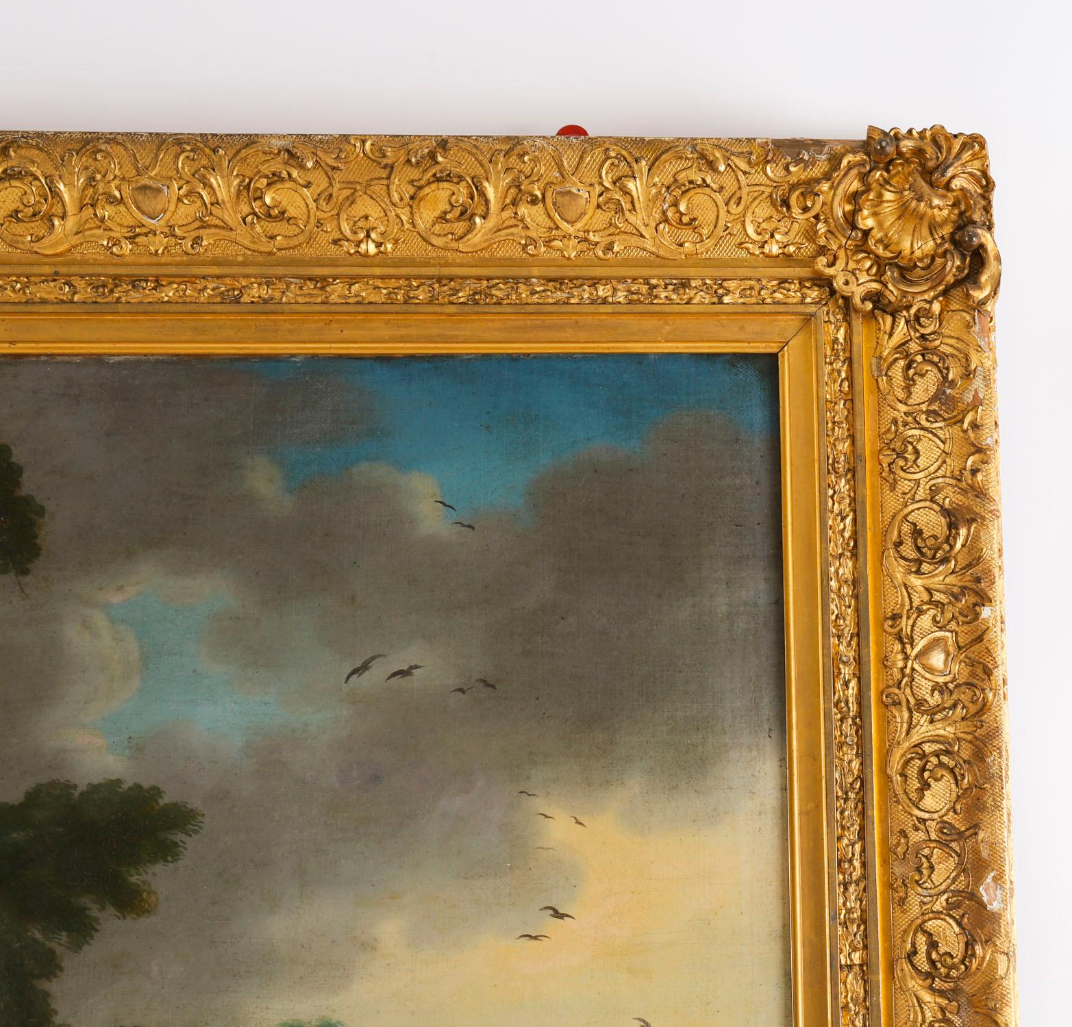 Pintura antigua al óleo sobre lienzo 