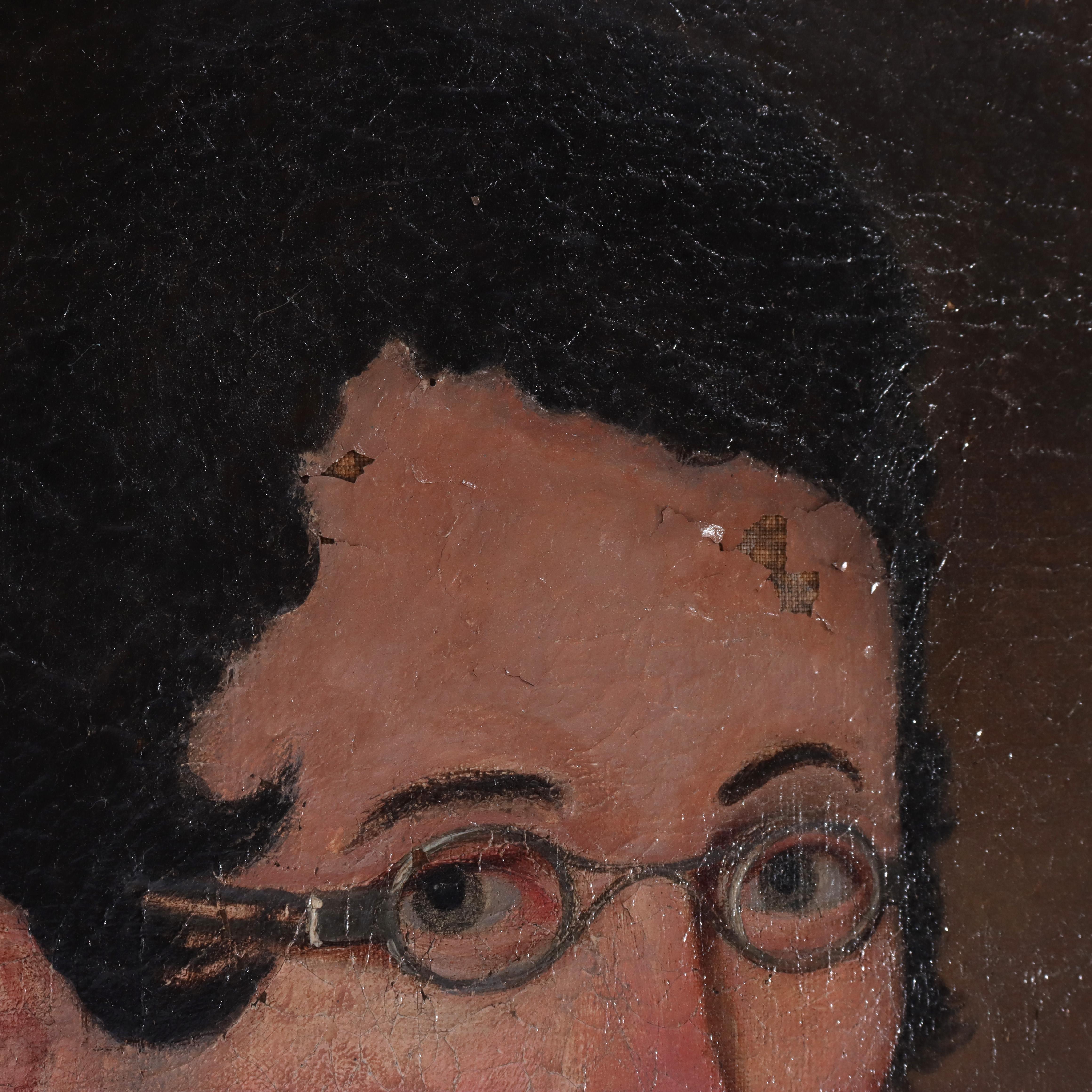 Antike Öl auf Leinwand Gemälde, Porträt eines Gelehrten, C1830 im Angebot 1