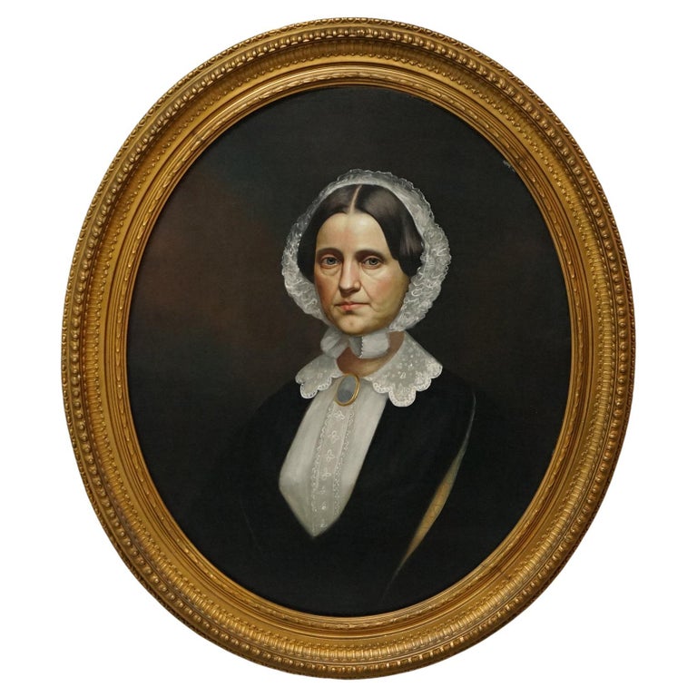 Antique Oil on Canvas Painting, Portrait of a Woman, 19th C at 1stDibs