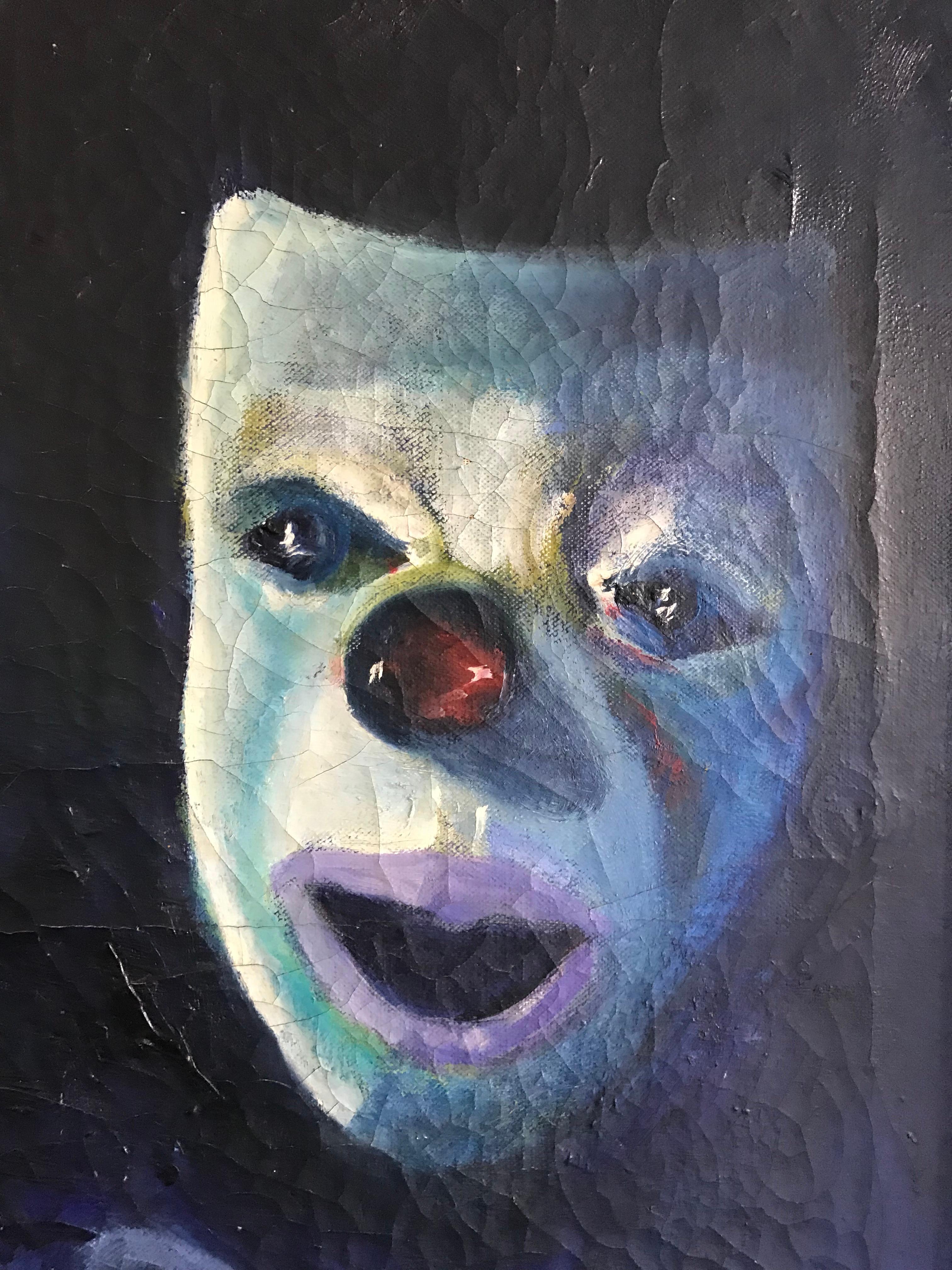 Ancienne peinture à l'huile sur toile montrant des masques de clowns et de mimes par I. Weyts Bon état - En vente à Lisse, NL