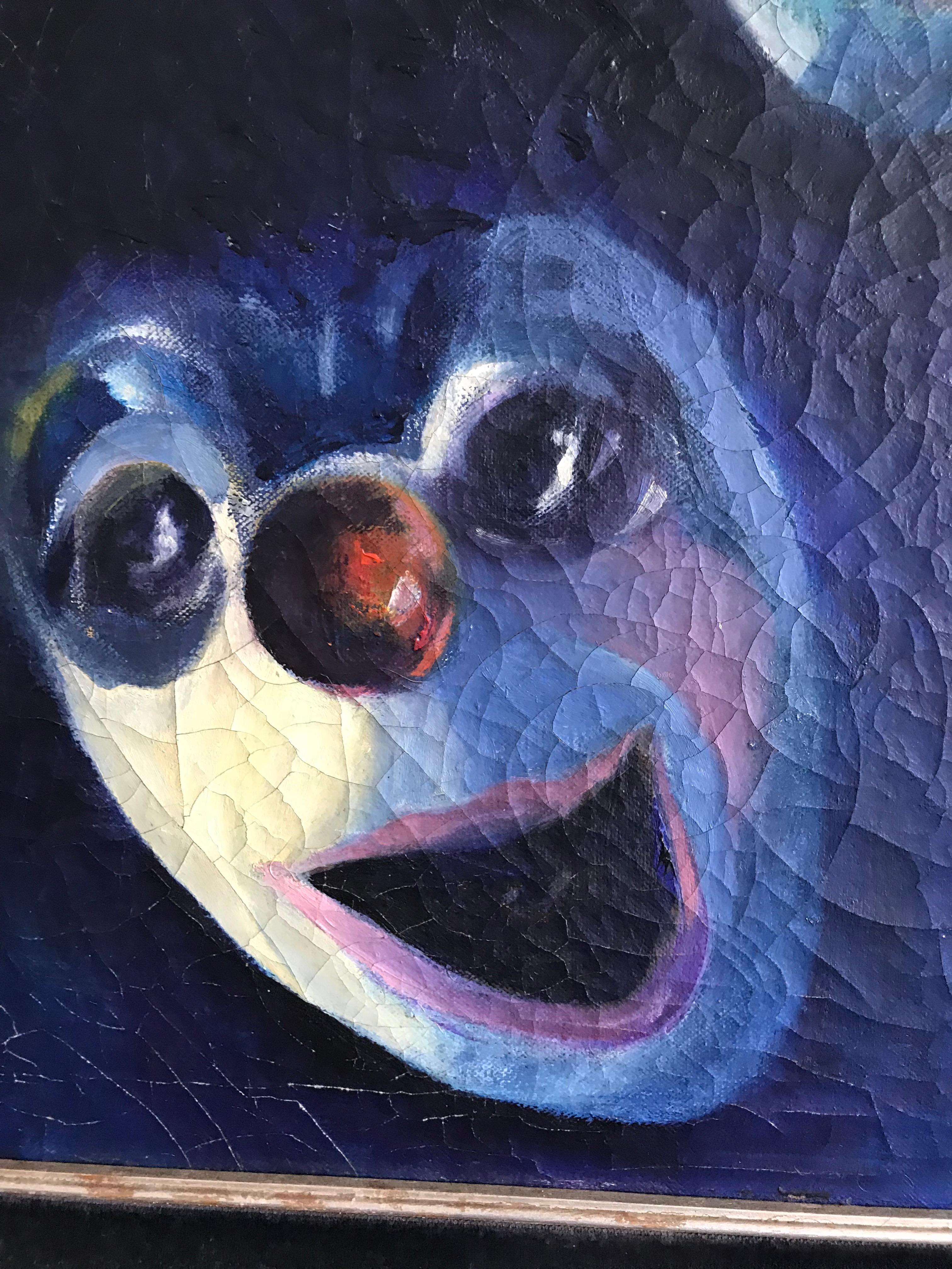 Antike Öl auf Leinwand Gemälde Zeigt Emotional Clown / Mime Masken von I. Weyts (Samt) im Angebot