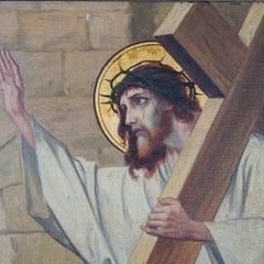 Antique Oil on Canvas Painting, Stations of the Cross, by Wynand Geraedts 1924